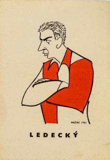 Karta 15 fotbalistů SLAVIE v karikaturách Haďáka, Ledecký