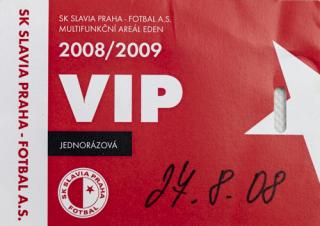 Karta - vstupenka  VIP , jednorázová SK Slavia Praha, 2008