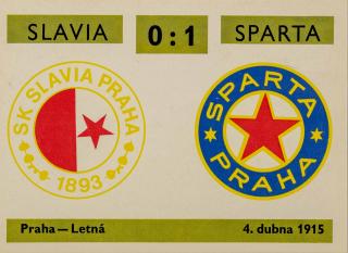 Kartička ,Derby  14, Slavia v. Sparta , 0:1