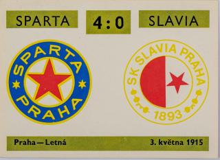 Kartička ,Derby  15, Sparta v Slavia , 4:0