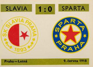Kartička ,Derby  19, Slavia v. Sparta , 1:0