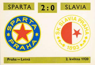 Kartička ,Derby  23, Sparta v. Slavia , 2:0