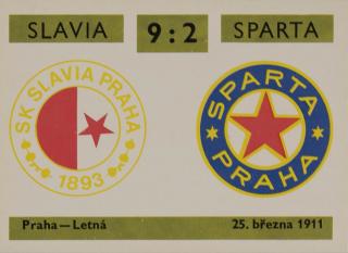 Kartička ,Derby, 5, Slavia v. Sparta, 9:2