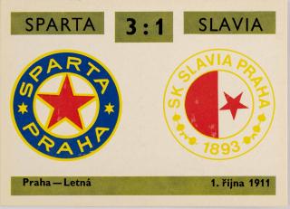 Kartička ,Derby 7, Sparta v. Slavia , 3:1