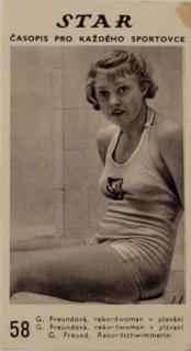 Kartička z časopisu STAR, 58, Freundová, rekordwoman v plavání