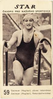 Kartička z časopisu STAR, 59, Getreuer ( Hagibor ), plavec rekordman