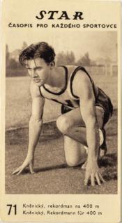 Kartička z časopisu STAR, 71, Kněnický, rekordman na 400 m