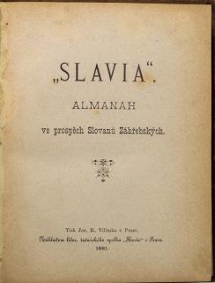 Kniha - Slavia, Almanach ve prospěch Slovanů Záhřebských, 1881