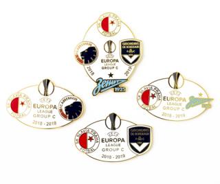 Konvolut odznaků smalt ,Europa league 2018 2019 Group C  , All teams , White