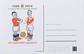 Korespondenční lístek  120.Derby, Sparta-Slavia, 1896 - 2016