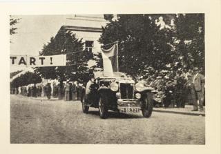 Korespondenční lístek , razítko Auto moto závody, Bohdanečský okruh 1937