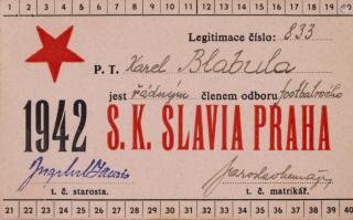 Legitimace P.T. klubu S.K.SLAVIA PRAHA  z roku 1942 II