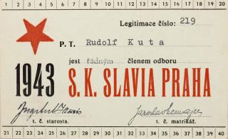 Legitimace P.T. klubu S.K.SLAVIA PRAHA  z roku 1943