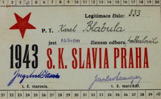 Legitimace P.T. klubu S.K.SLAVIA PRAHA  z roku 1943 II