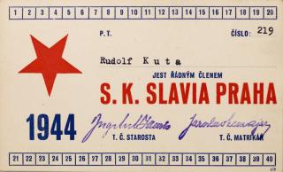 Legitimace P.T. klubu S.K.SLAVIA PRAHA  z roku 1944