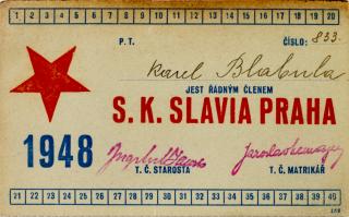 Legitimace P.T. klubu S.K.SLAVIA PRAHA  z roku 1948 IV