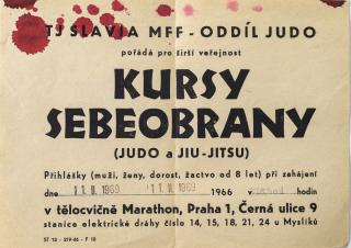 Leták, Kursy sebeobrany, TJ Slavia MFF- oddíl Judo,  1969
