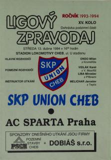 Ligový zpravodaj, SKP Union Cheb  vs. Sparta Praha, 1994