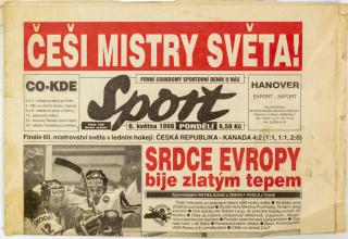 Noviny Československý sport, 6.5.1996, Češi mistry světa