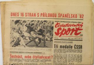 Noviny Československý sport, Dnes 16 stran s přílohou Španělsko,1982