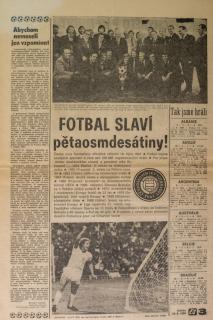 Noviny Československý sport, Fotbal slaví pětaosmdesátiny. fragment, 1986
