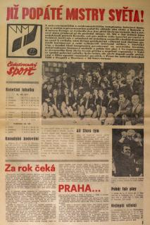 Noviny Československý sport, Již popáté Mistry světa, hokej, 1977