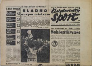 Noviny Československý sport, Kladno novým mistrem, 1980