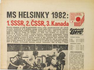 Noviny Československý sport, MS Helsinky 1982