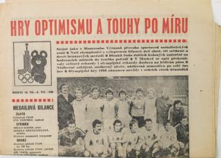 Noviny Československý sport, OH Moskva, Hry optimismu a touhy po míru, 1980