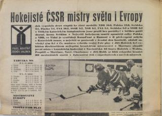 Noviny Československý sport, speciál MS Hokej, Vídeň 1976