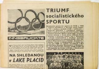 Noviny Československý sport, Triumf socialistického sportu, ZOH Innsbruck, 1976