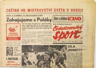 Noviny Československý sport, Začíná 40.MS v hokeji, 1974
