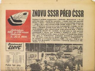 Noviny Československý sport, Znovu SSSR před ČSSR, 1974