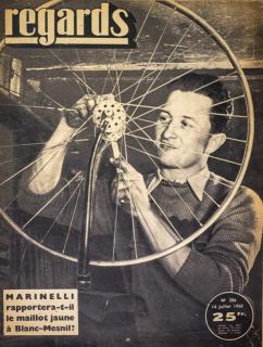 Noviny Regards, 1950, Marinelli rapportera-t-il la maillot jaune a Blanc Mesnil.