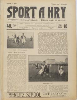 Noviny Sport a Hry, č. 40, Slavia v. First Vienna, 3:0, 1906