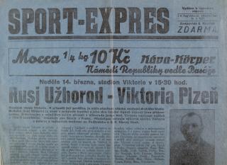 Noviny Sport - Expres, Rusj Užhorod v. Viktoria Plzeň, 1937