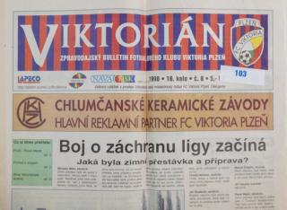 Noviny Viktorián, bulletin fotbalového klubu Plzeň, 1998