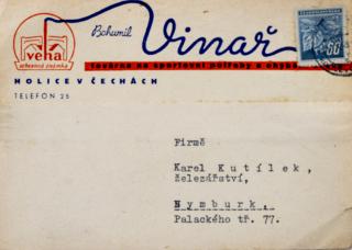 Objednávka sportovních potřeb, Bohumil Vinař, 1945