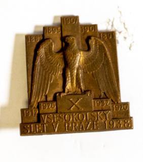 Odznak  slet  sokolstva v Praze 1912, bez stuhy