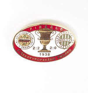 Odznak smalt 1938  FERENCVAROSI vs. Slavia  finále středoevropského poháru WHI/RED