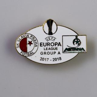 Odznak smalt Europa league 2017 2018 Group A  SLAVIA vs. ASTANA WHT