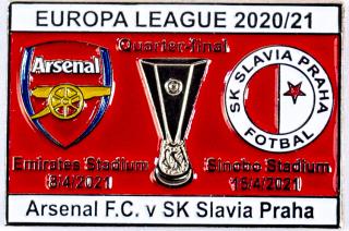 Odznak smalt Europa League 2020/21, Slavia v. Arsenal FC R8, red/whi