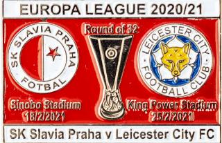 Odznak smalt Europa League 2020/21, Slavia v. Leicester, R32, red/whi