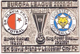 Odznak smalt Europa League 2020/21,Slavia v. Leicester, R32, silver