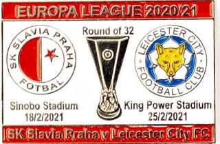 Odznak smalt Europa League 2020/21, Slavia v. Leicester, R32, whi/red