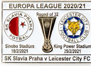 Odznak smalt Europa League 2020/21, Slavia v. Leicester, R32, white