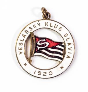 Odznak smalt Slavia, veslařský klub, závěs 1920