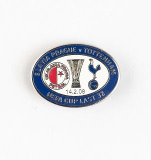 Odznak smalt UEFA cup 2008 , last 32 Slavia vs. Tottenham BLUE