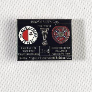 Odznak UEFA 92 93  FC Heart of  Midlothian  vs. Slavia BLK