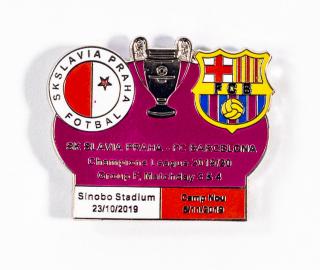 Odznak - UEFA Champions league, Group F 2019/20, Slavia v. Barcelona PUR/WHI/RED